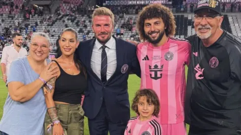 Falcón junto a Beckham y su familia