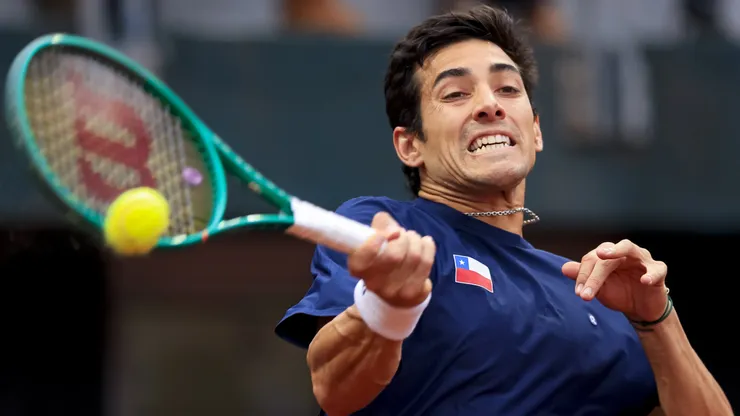 Cristian Garin en la Copa Davis.