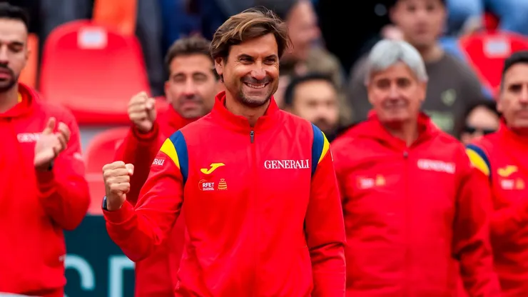 David Ferrer celebró la victoria de España ante Chile.