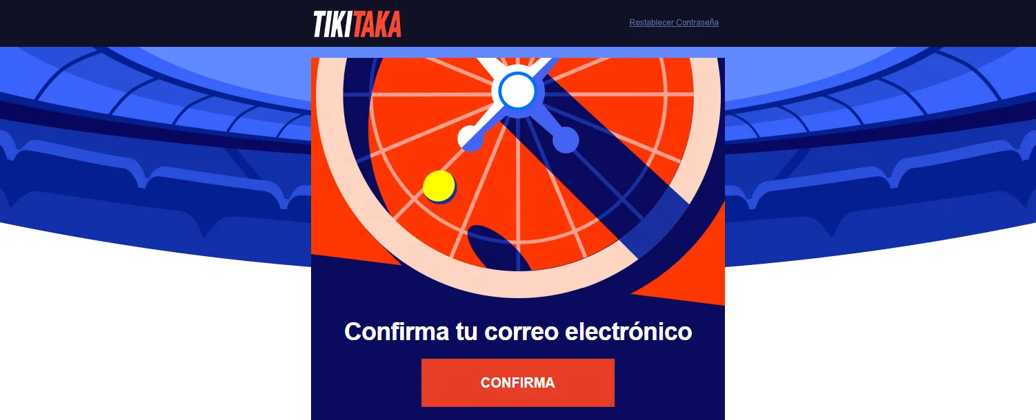 TikiTaka registro correo de verificación