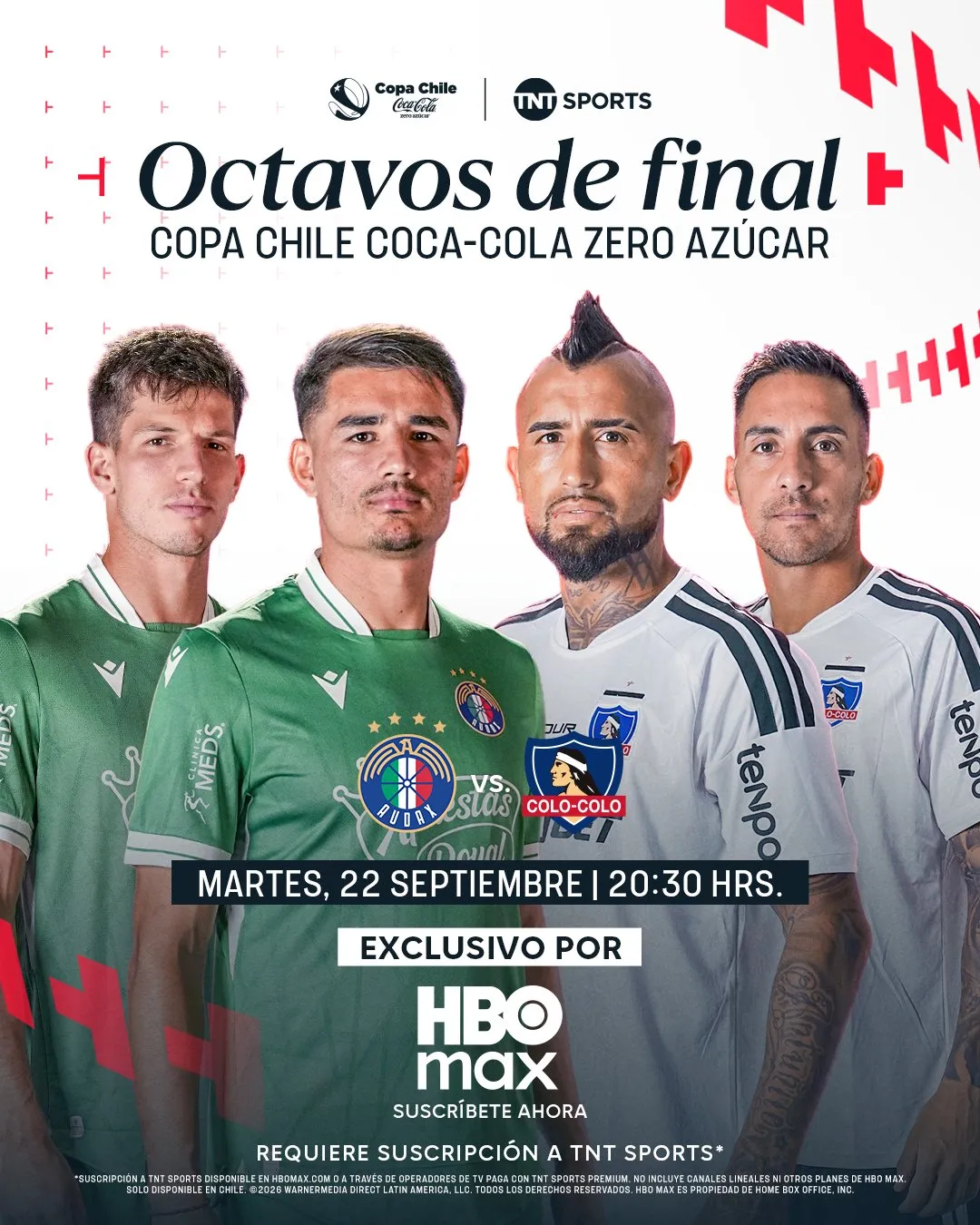 Este duelo entre Colo Colo y Audax Italiano irá solo por la plataforma de HBO Max.