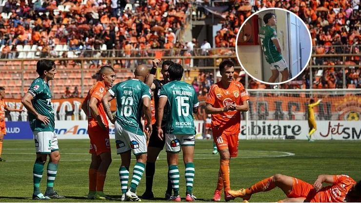 El momento de la expulsión y furia del jugador caturro.
