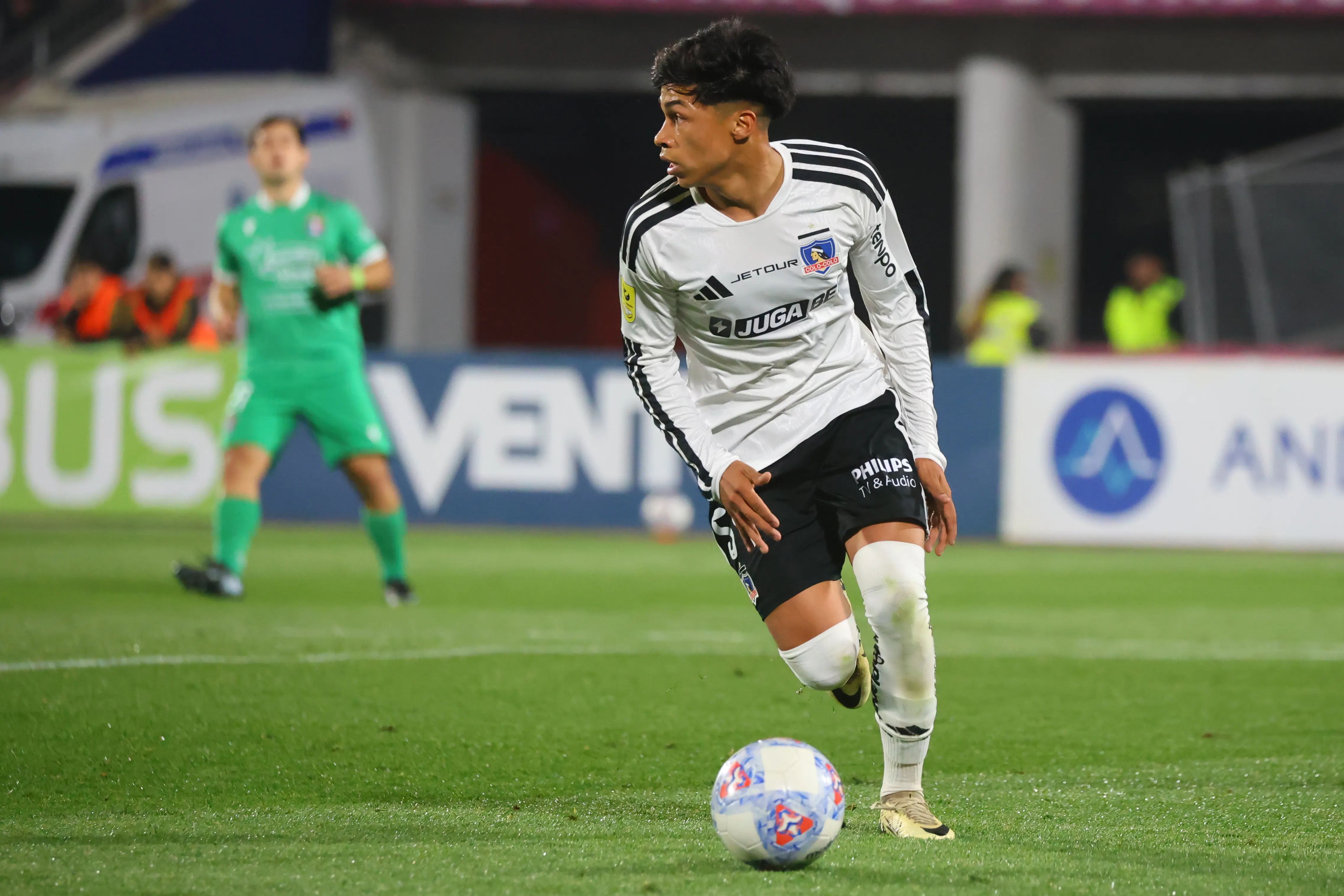 Gedeón Díaz en acción ante Audax Italiano: fue titular y marcó un gol. (Jonnathan Oyarzun/Photosport).