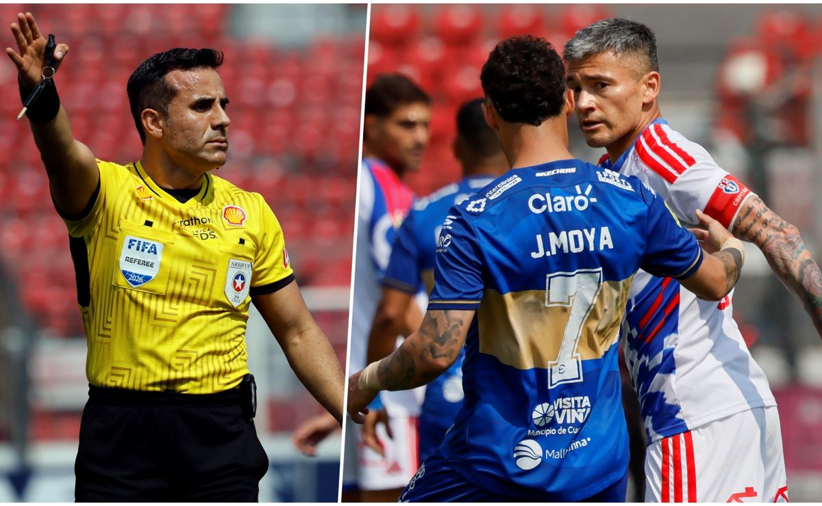 El focazo del árbitro Piero Maza a los jugadores de U de Chile y Everton en el Estadio Nacional