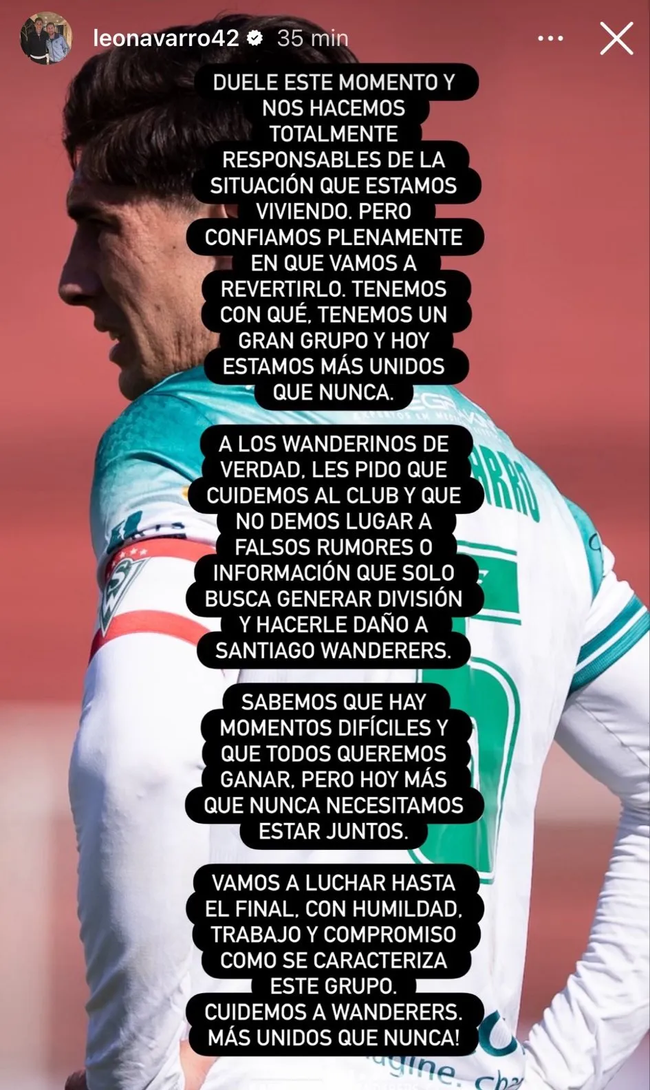 El mensaje de Leandro Navarro en redes