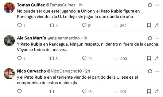 Hinchas de Unión Española cargaron contra Pato Rubio.