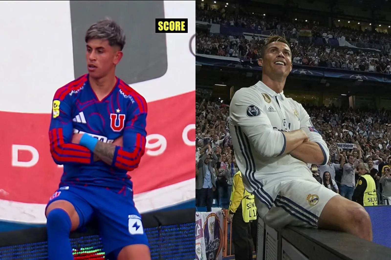 La celebración de Maxi Guerrero comparada con la de Cristiano. Foto: Twitter.