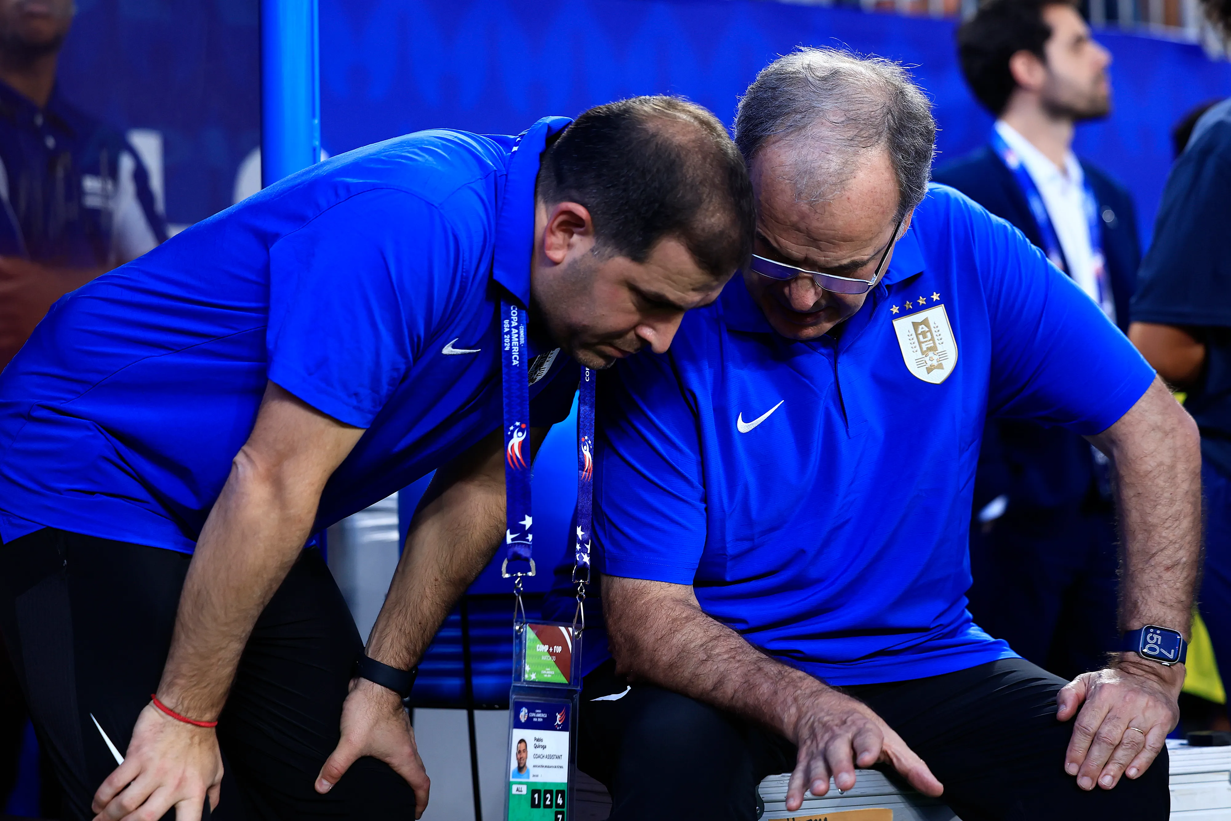 Pablo Quiroga y Marcelo Bielsa en la selección de Uruguay. (Buda Mendes/Getty Images).