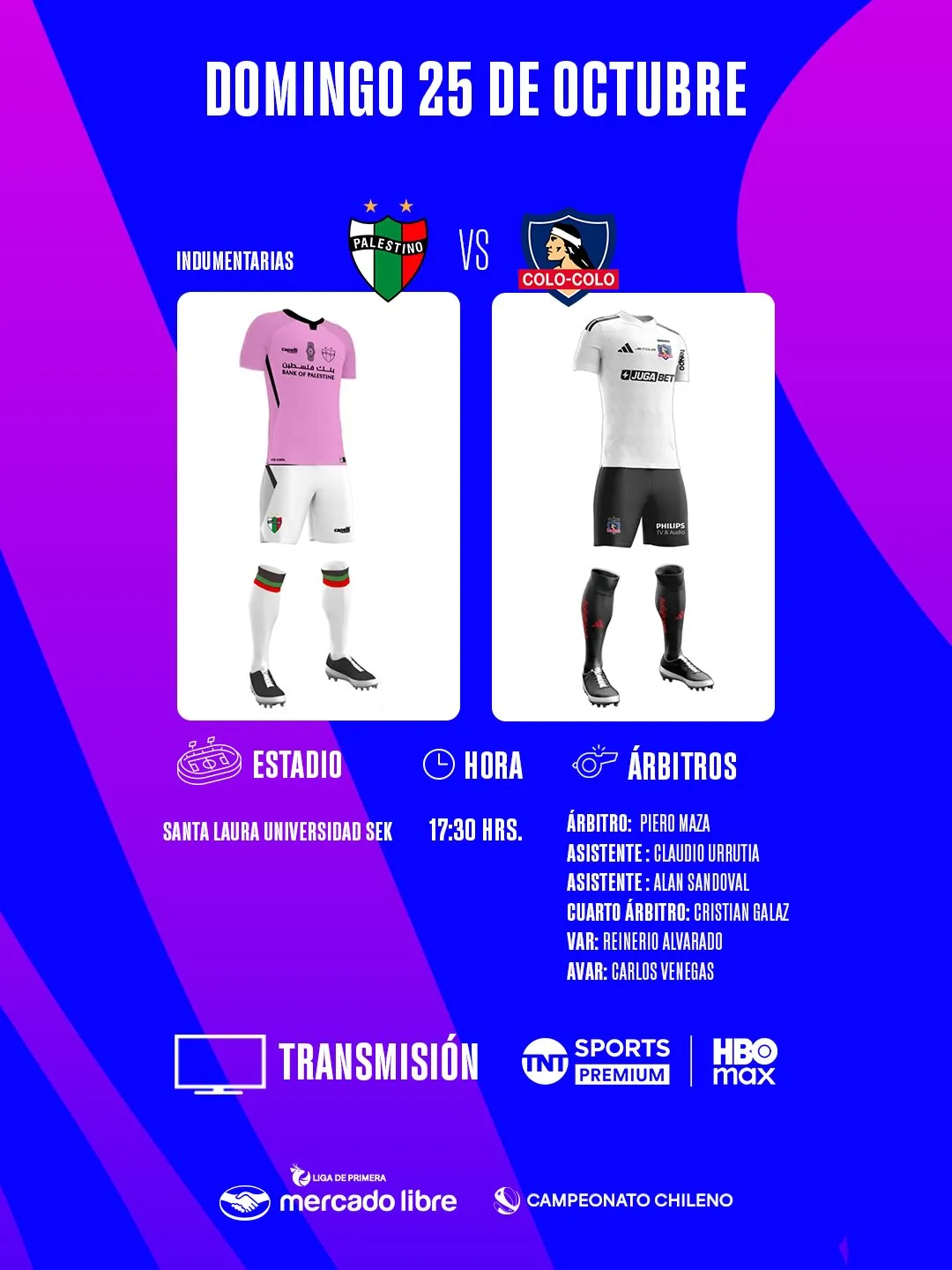 Colo Colo visita a Palestino por la Liga de Primera este domingo 25 de octubre