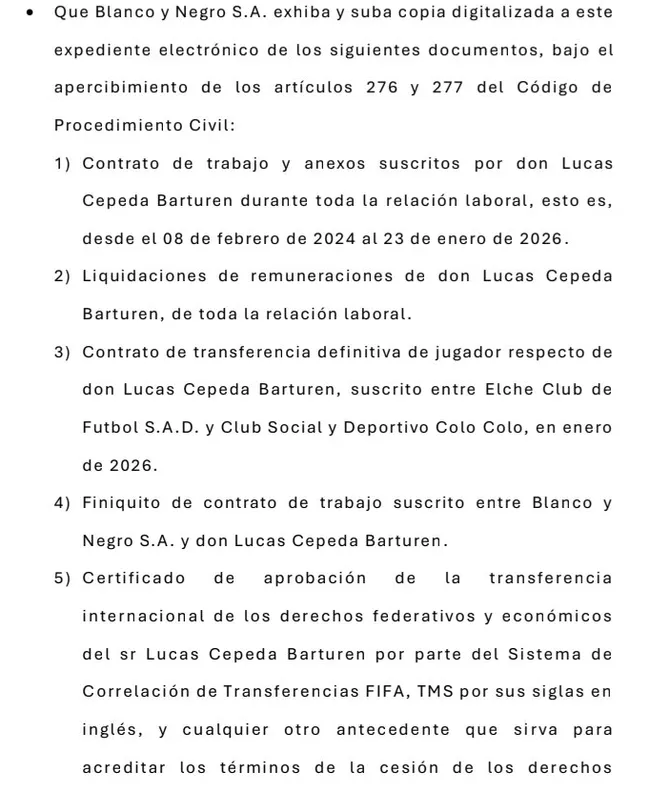 Los detalles de la medida prejudicial de Lucas Cepeda contra Colo Colo. | Foto: Christopher Brandt